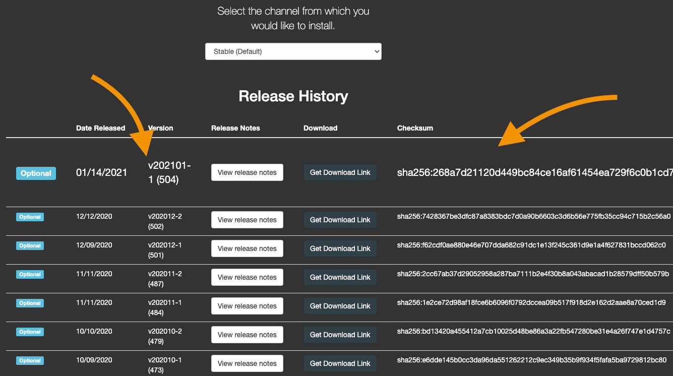 Checksums of the Airgap packages