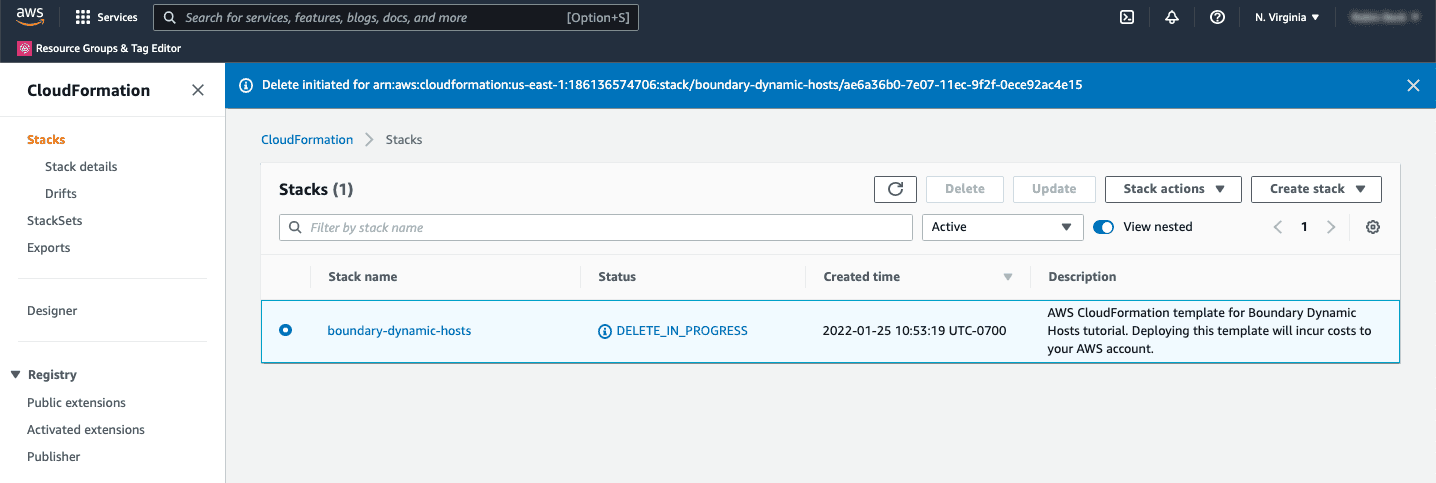 AWS CloudFormation Delete Stack