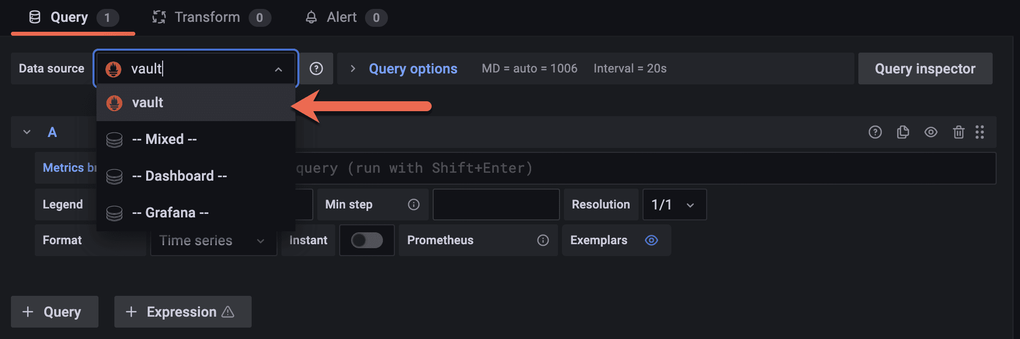 Select data source